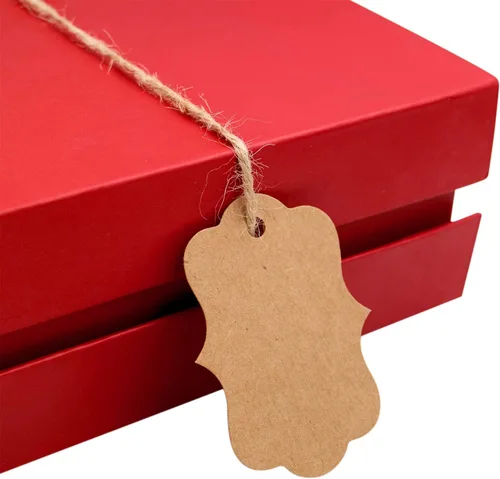 Miniatura 7 de joycraft 100 etiquetas de papel marrones, etiquetas de papel en blanco de 2.7 x 2 pulgadas con cuerda, etiquetas colgantes de precio festoneadas