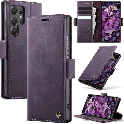 Miniatura 26 de Funda tipo cartera para iPhone 13 de piel tipo cartera con tarjetero y función atril, cierre magnético, bloqueo RFID, TPU a prueba de golpes