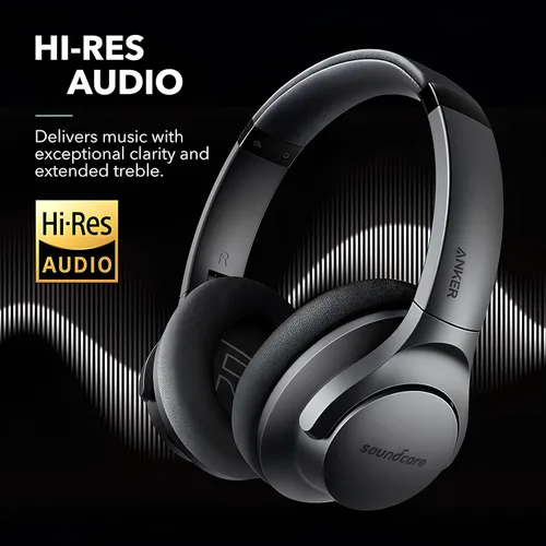 Miniatura 4 de Soundcore Anker Life Q20 Auriculares híbridos con cancelación activa de ruido, auriculares inalámbricos Bluetooth sobre la oreja, tiempo de Negro