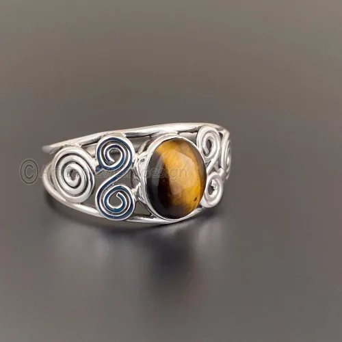 Miniatura 3 de Tiger Eye Ring Women, 925 Sterling Silver Ring, Handmade Tiger Ring, Minimalist Silver Ring, Tiger Gemstone Ring, Bohemian Ring Women, Tiger Oval