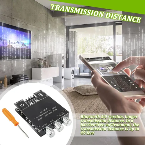 Miniatura 4 de Placa de amplificador Bluetooth de 100W+100W con control de agudos y bajos Chips TPA3116D2 DC 9-24V Entradas BT y AUX 2.0 Canales Placa