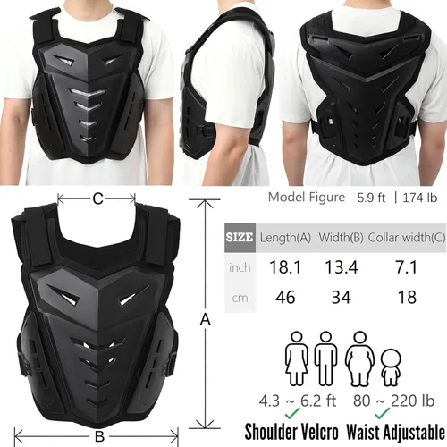 Miniatura 5 de Chaleco protector de cuerpo para motocicleta, bicicleta de calle, carreras todoterreno, ciclismo, esquí, motocross, protector de pecho para adultos