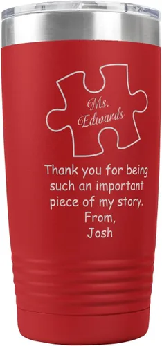 PlaqueMaker Tazas de café, té y agua, tazas y vasos de viaje personalizados con texto en inglés "Thank You For Being A Piece of My Story", grandes