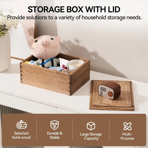 Miniatura 2 de KIRIGEN Caja de Almacenamiento de Madera con Tapa - Cajas Decorativas para Manualidades, Costura, Recuerdos, Memoria - Caja de Almacenamiento