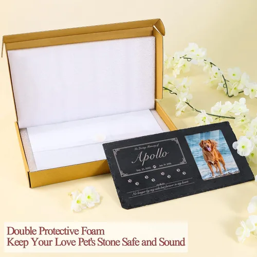Miniatura 5 de Farfume Piedras conmemorativas personalizadas para mascotas con foto y texto Marcadores personalizados para tumbas para mascotas Lápidas