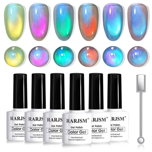Miniatura 16 de RARJSM Juego de Esmaltes de Gel Nude Colección Jelly Pink de 6 Colores Naturales Transparentes Rosa Translúcido Lechoso Malva Morado Marrón Claro