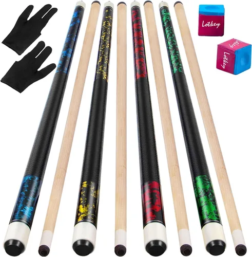 Miniatura 20 de Juego de tacos de billar LOTKEY de 4/3 / 2/1 - 1.47 m 18~21 oz con madera de arce canadiense, tacos de billar profesionales duraderos para jugadores