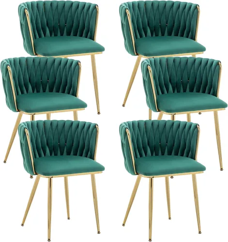 Miniatura 13 de Juego de 2 sillas de comedor de terciopelo Kiztir, sillas tapizadas de comedor con patas de metal dorado, lujosas sillas de comedor acolchadas