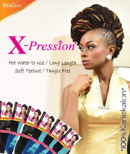 Miniatura 4 de Realistic Trenza original X-Pression 84 pulgadas 100% Kanekalon (paquete de 3, 1) M-61XPRES84