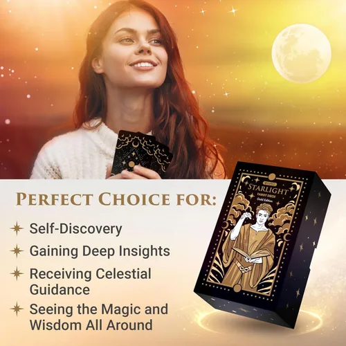 Miniatura 6 de Wyspell Cartas de Tarot: Mazo de Tarot Starlight con Libro Guía - Mazo de Cartas de Tarot Único para Principiantes - Cartas Modernas de Adivinación