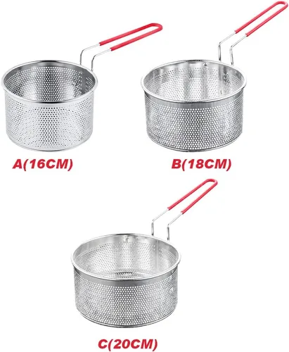 Miniatura 9 de Cesta de acero inoxidable para freír profunda con mango largo, cesta de filtro de alimentos fritos, colador de pasta para restaurante casero