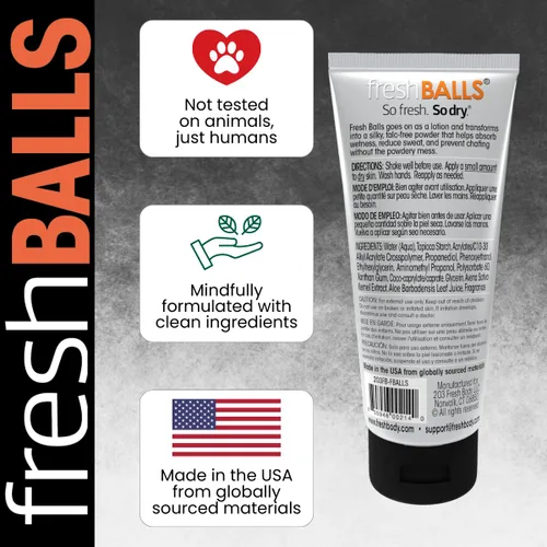 Miniatura 7 de Fresh BALLS - Desodorante de crema a polvo Loción antirozaduras y bolas desodorante para hombre, higiene para el área de la ingle, 3.4 onzas