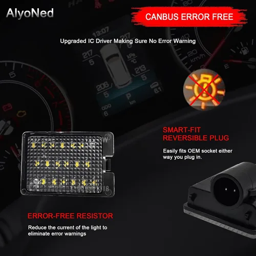 Miniatura 7 de AlyoNed - Luz LED para Placa de Matrícula, Compatible con Dodge Durango 2014-2022, Camioneta, Lente Transparente, 6500K Blanco