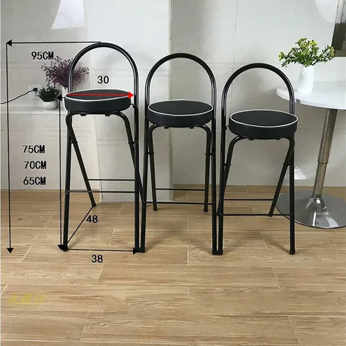 Miniatura 2 de Taburetes de bar plegables, taburete de bar de altura de mostrador, silla plegable con respaldo redondo de metal, taburete de bar tapizado