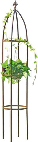 Enrejado de jardín de obelisco 100% metálico de 6.3 pies de alto, soporte resistente para plantas para enredaderas y soportes de flores, 1 pieza