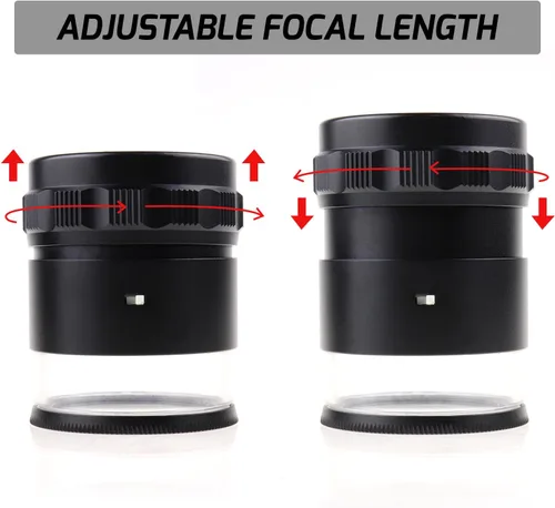 Miniatura 5 de Jewelers Loupe - Lupa de aumento 10X con 8 luces LED y 4 lentes de escala de vidrio, lupa de joyería de 0.98 pulgadas (0.197 in) campo de visión