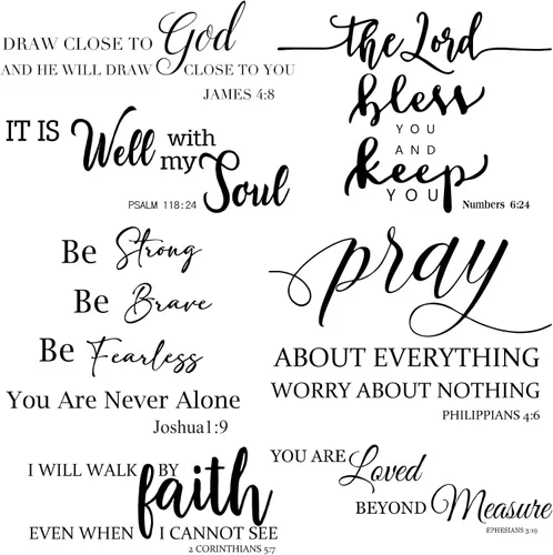 BBTO Calcomanías de pared con versículo bíblico, con cita inspiradora, calcomanías de escritura motivacional religiosas, para despegar y pegar para