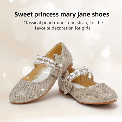 Miniatura 2 de Parrosoo Zapatos de vestir para niñas, zapatos Mary Jane, zapatos de ballet, zapatos de tacón bajo para niña, escuela, princesa, zapatos de boda