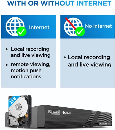 Miniatura 6 de Sistema de cámara de seguridad 4COVR PoE, 8X 5MP IK10 Cúpula IP67 a prueba de vandalismo con audio, NVR de 8 canales 4K con HDD de 2TB, detección AI