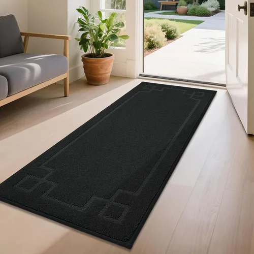 Miniatura 11 de BEQHAUSE Alfombra de Puerta 81 x 122 cm, Alfombras Antideslizantes para Interior Alfombras de Entrada Lavables de Perfil Bajo y Absorbentes, Marrón
