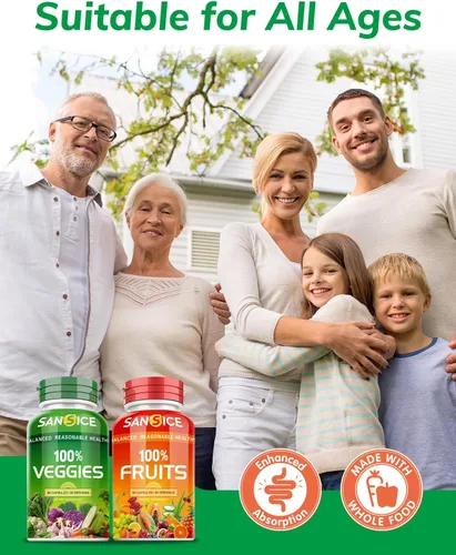 Miniatura 7 de Suplemento de frutas y verduras, 360 cápsulas de frutas y verduras naturales, suplementos vitamínicos para mujeres, hombres y niños, sin gluten
