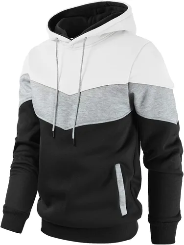 Miniatura 2 de Gesean Sudadera con capucha, de manga larga, para hombre, diseño de bloque de color, estilo informal, con bolsillo