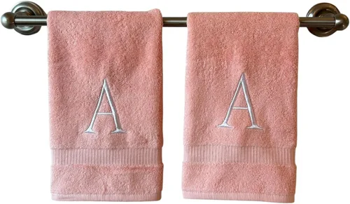 Miniatura 71 de Toalla de mano con inicial beige para baño, toalla bordada decorativa de calidad de hotel de lujo con monograma para tocador, spa, certificado