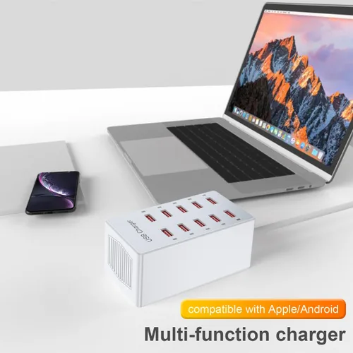 Miniatura 6 de Cargador USB de 10 puertos estación de carga para múltiples dispositivos, cargador de pared USB, tira de concentrador de alimentación, enchufe