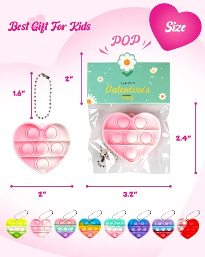 Miniatura 8 de Paquete de 56 juguetes para ansiedad y tarjetas prellenadas para el día de San Valentín para el aula de los niños, mini juguetes
