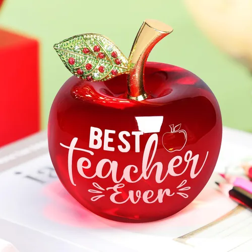 Yookeer Regalos de agradecimiento para profesores, pisapapeles acrílico de manzana de 3 pulgadas, el mejor regalo para profesores, regalo