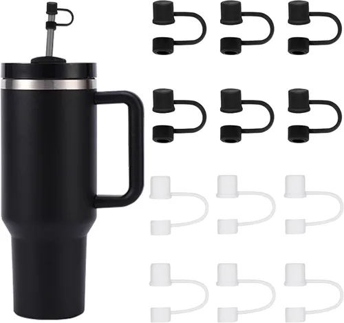 Miniatura 27 de 6 piezas de cubiertas de pajita de silicona con tapa compatible con vaso Stanley de 30-40 oz con mango, tapa de 10 mm, cubiertas de pajita a prueba