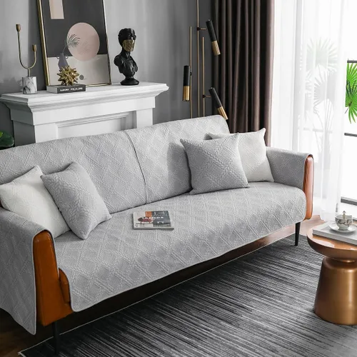Miniatura 12 de vctops Fundas acolchadas de algodón con bordado de algodón para sofá modular, fundas reversibles para sofá modular, protector de muebles para sala