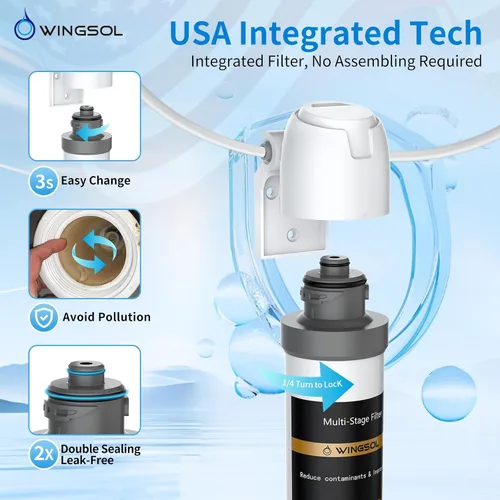 Miniatura 4 de WINGSOL Cartucho de filtro de repuesto para filtro de agua debajo del fregadero Compatible con: WS-QC-001, WS-QC-001 (F), WS-QC-001 (FY), WS-QC-001