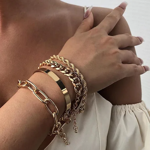 Miniatura 2 de Zeelina Pulsera de gargantilla chapada en oro con clip de cadena apilable ajustable para mujeres y niñas