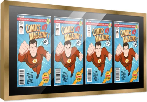 Miniatura 75 de Poster Palooza Marco de cómic con paspartú para 1 cómic de la Edad de Bronce publicado entre 1970 y 1985, marco de cómic negro para cómic de 7.25 x