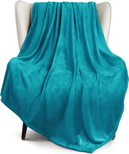 Miniatura 46 de Exclusivo Mezcla Manta de vellón para sofá, cama, súper suave y cálida, para uso en todas las estaciones, acogedora, afelpada, ligera, azul hielo