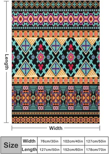 Miniatura 2 de Manta azteca tribal del suroeste, manta de franela súper suave para cama y sofá (franela de 10.32 oz/m²), 50 x 70 pulgadas