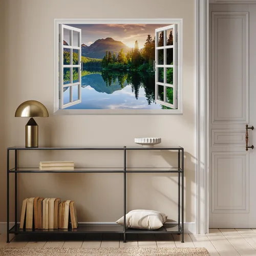 Miniatura 3 de Wall26 - Adhesivo para pared / Mural para pared, extraíble, diseño de río en un pueblo tranquilo, decoración para pared, vista creativa de ventana