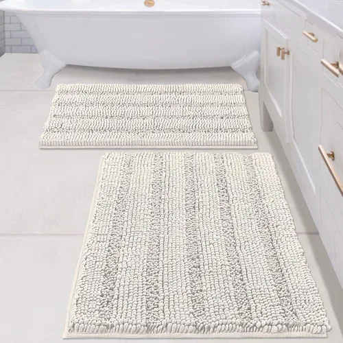 Miniatura 54 de H.VERSAILTEX - Alfombras de baño, juego de 2 piezas, alfombra de contorno para baño, juego de alfombras para inodoro, alfombra antideslizante