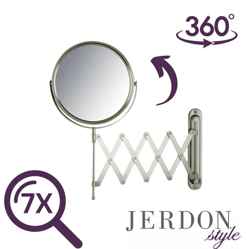 Miniatura 3 de JERDON Espejo de maquillaje de pared de dos caras, espejo de maquillaje con aumento 7X y brazo extensible, espejo de 8 pulgadas de diámetro