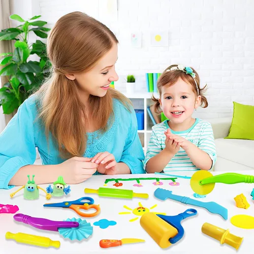 Miniatura 7 de Kit de herramientas de juego de masa y arcilla para niños, accesorios de arcilla para modelar con cortadores de animales, rodillos, tijeras