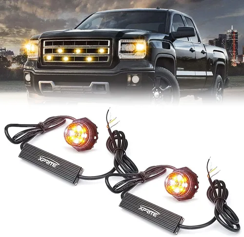 Miniatura 10 de Xprite - Juego de luces led estroboscópicas ocultas ámbar con 14 patrones de flash, luces estroboscópicas de parrilla para camiones, montaje