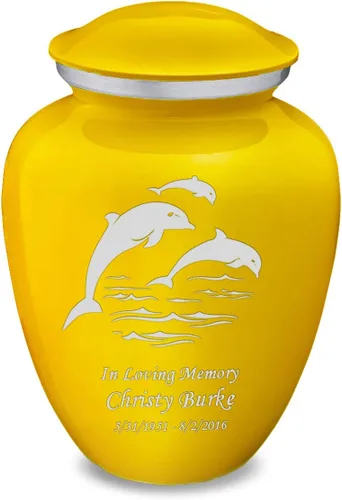Miniatura 15 de Geturns Embrace - Urnas de cremación personalizadas de delfines para cenizas humanas, urna funeraria grande de color rojo brillante para mujeres