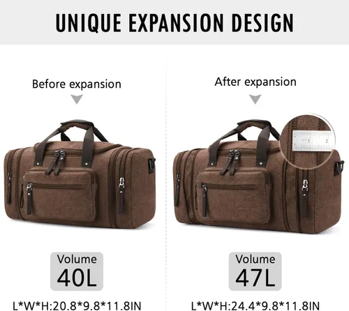 Miniatura 11 de Bolsa de viaje para hombre (lona, bolsa de fin de semana), Negro), A-001