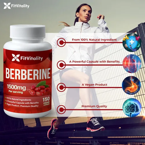 Miniatura 4 de Suplemento de berberina premium, 150 cápsulas – Suministro para 50 días, 1500 mg de berberina por porción, Berberina HCI hecha de ingredientes 100%