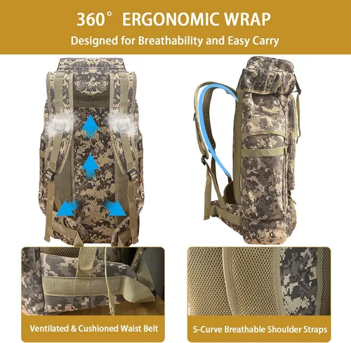 Miniatura 5 de Mochila de senderismo, 80 L/100 L, mochila grande para acampada, mochila impermeable expandible Molle, mochila para deportes al aire libre, viajes