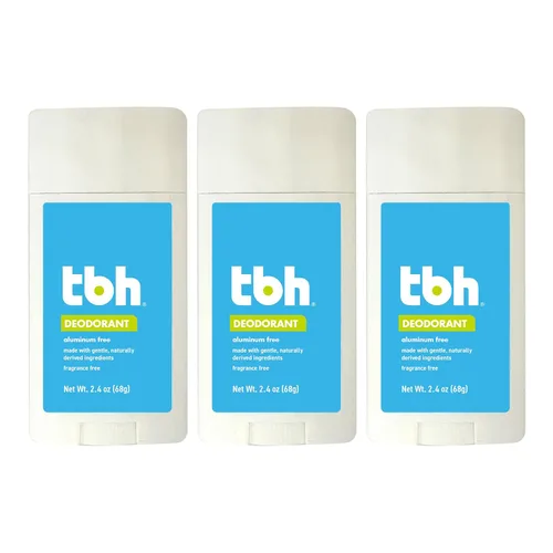 TBH Desodorante para niños, sin aluminio, sin fragancia, desodorante natural para niños y preadolescentes, con carbón, aceite de coco y polvo de