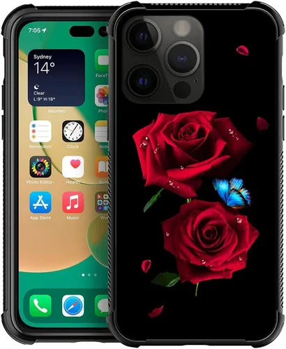 Miniatura 35 de DJSOK Compatible con funda para iPhone 13 Pro Max, fundas doradas de mariposa y rosa para iPhone 13 Pro Max para mujeres y niñas, diseño