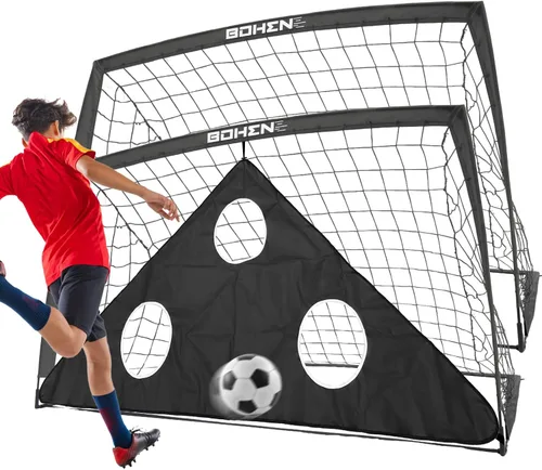 BOHEN 6x4 FT Kids Soccer Goals with Carry Bag, Portable Folding Soccer Net for Backyard Training, Indoor/Outdoor Use for Youth and Adult Negro