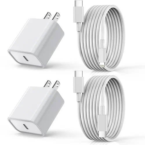 Miniatura 7 de Cargador rápido para iPhone, cargador para iPhone 14 [certificado MFi] de 40 W, bloque de cargador de pared plegable de doble puerto USB-C rápido